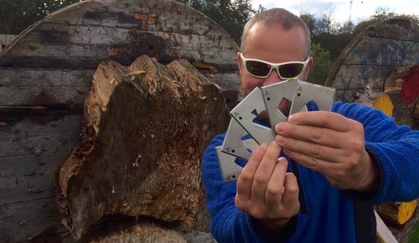 Throwing metal playing cards